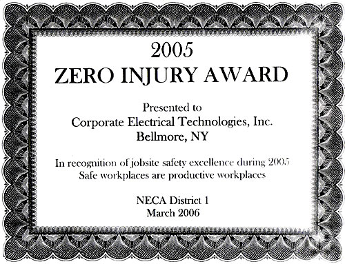 2005 Zero Injury Award